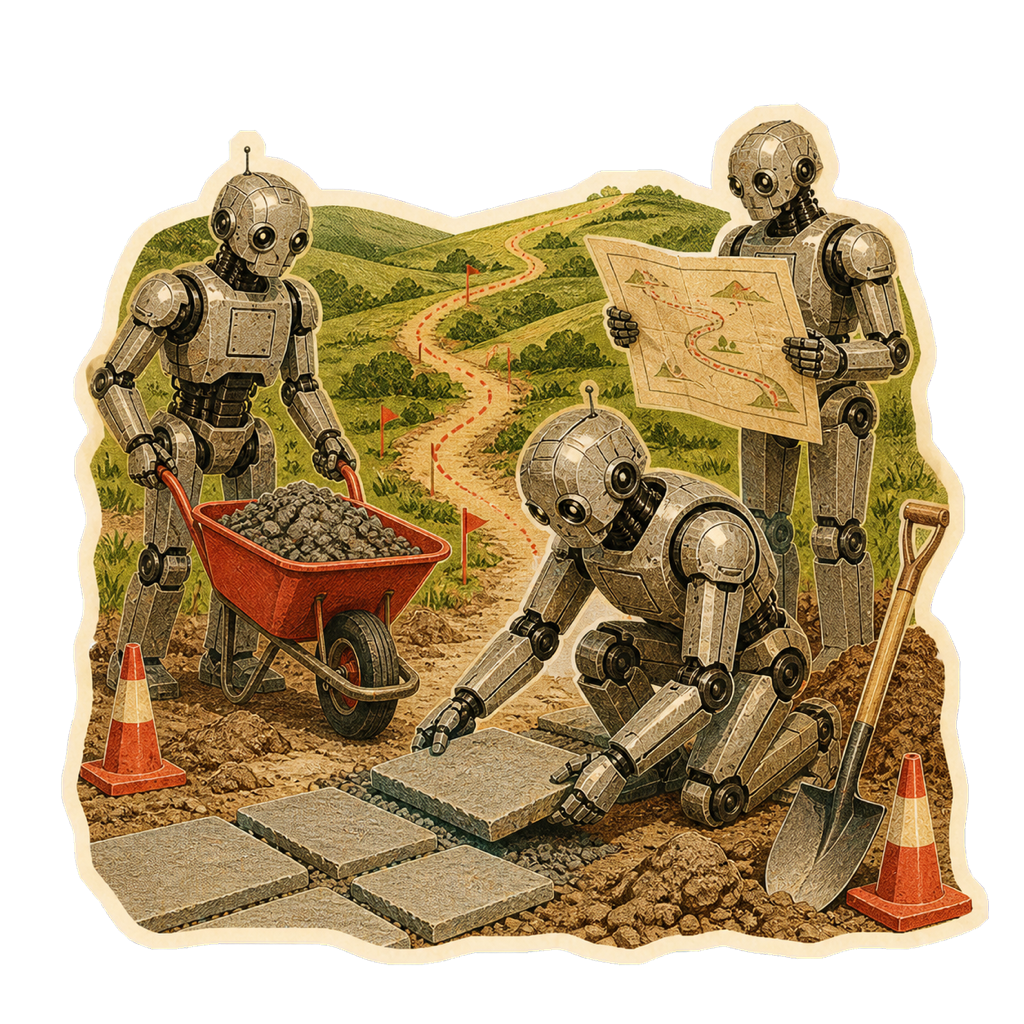 Wycinanka: robociki budują ścieżkę na mapie